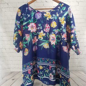 Liz Claiborne Long Sleeve Floral Blouse 1X